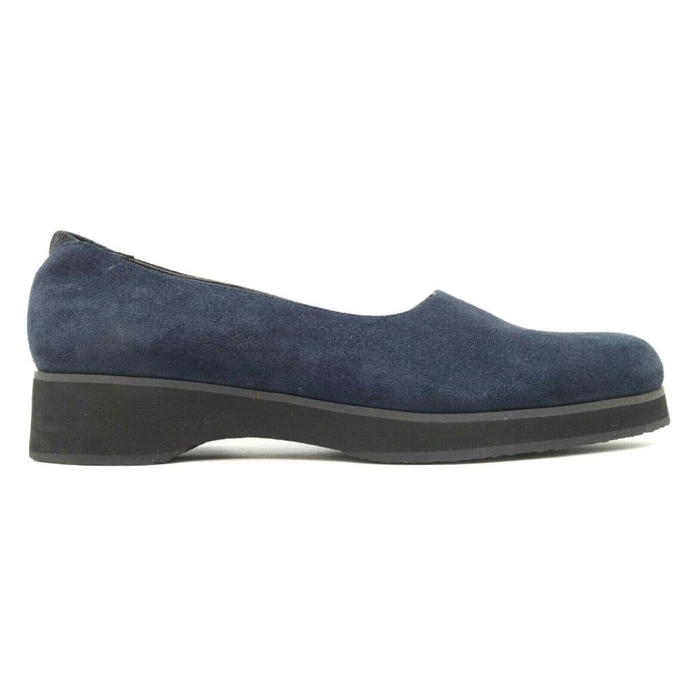 LL Bean Navy Blue Leather Dress Casual Slip On Loafers Shoes Women's 10 M